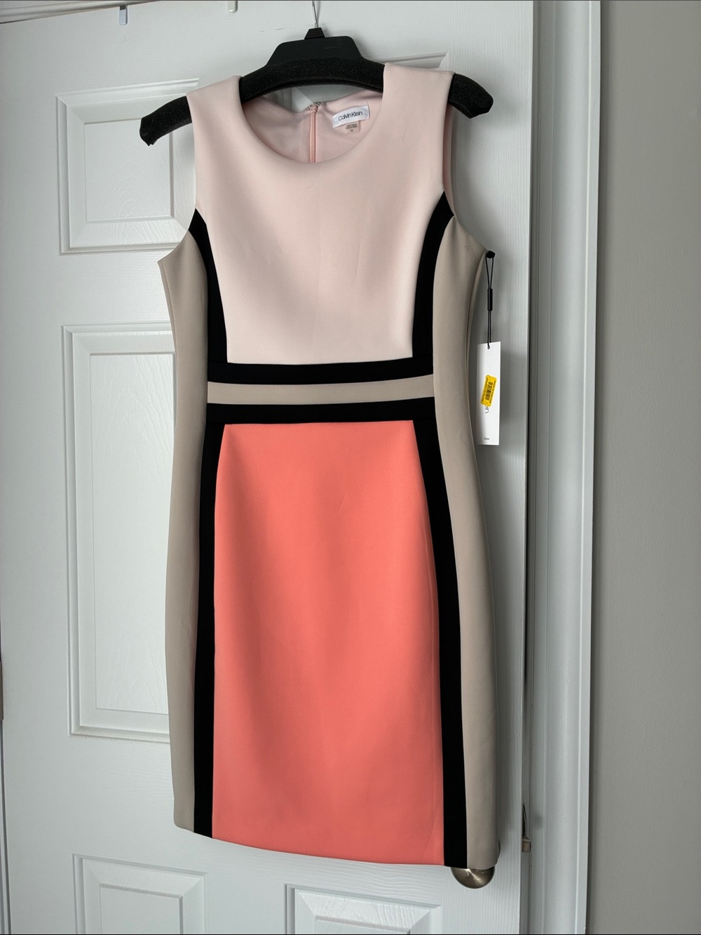Calvin Klein Colorblock Coral, Blush & Taupe Sheath Dress